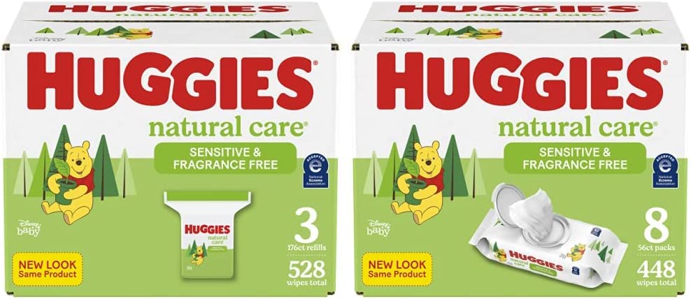 Baby Wipes, Huggies Natural Care Sensitive Baby Diaper Wipes, Unscented, Hypoallergenic, 12 Flip-Top Packs (768 Wipes Total) - Image 1